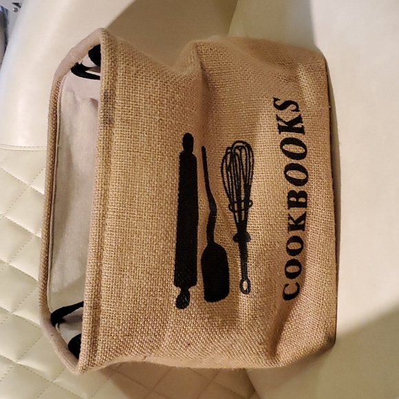 Cube Bin for Cook Books Storage Burlap Box with Handles - Picture 4 of 5
